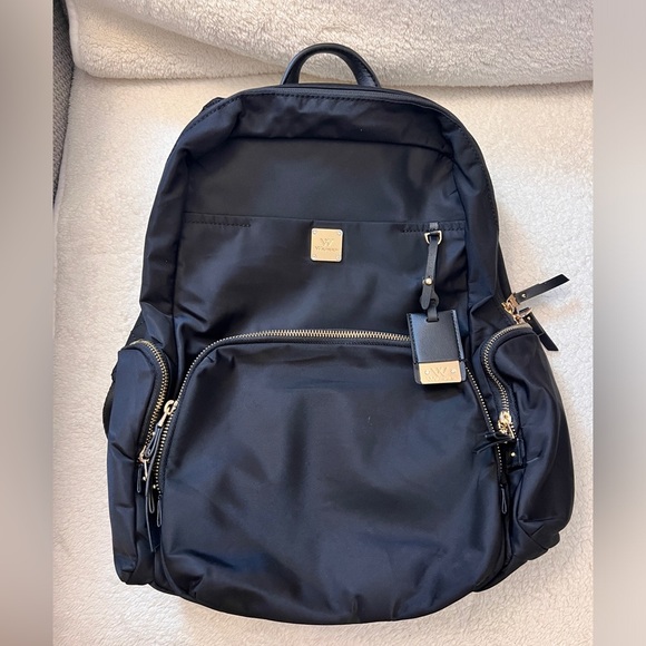 Black Nylon Backpack with Gold Hardware - Fits 14” Laptop - Picture 1 of 14
